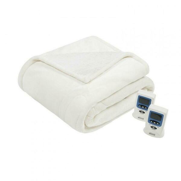 Beautyrest Heated Microlight to Berber Blanket, Ivory - Full BR54-0651